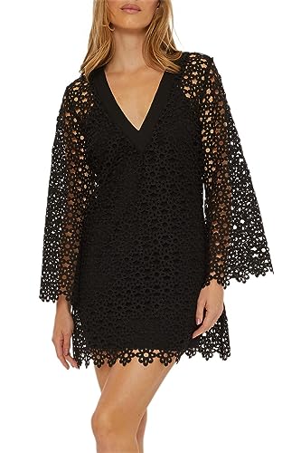 Trina Turk Women's Standard Chateau Bell Slip Dress, V-Neck, Beach Cover Ups, Black
