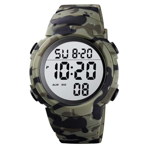 CakCity Mens Digital Waterproof Sports Watch LED Screen Large Face Military Watches for Men Casual Luminous Stopwatch Alarm Simple Army Watch