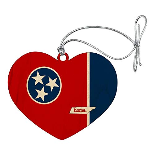 Tennessee TN Home State Flag Officially Licensed Heart Love Wood Christmas Tree Holiday Ornament