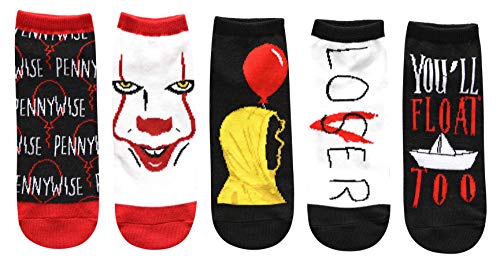 Hyp Stephen King IT Movie Pennywise You'll Float Too Juniors/Womens 5 Pack Ankle Socks