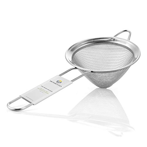 Homestia 3.3' Fine Mesh Strainer for Kitchen, 304 Stainless Steel, Cocktail Sieve, Food Sifters, Liquid Strainer Cup Strainer for Drinks, Tea, Coffee, Juice, Flour, Spice (Silver)