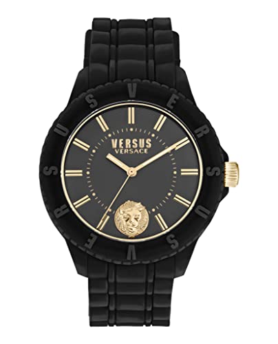 Versus Versace Tokyo R Collection Luxury Mens Watch Timepiece with a Black Strap Featuring a Black Case and Black Dial