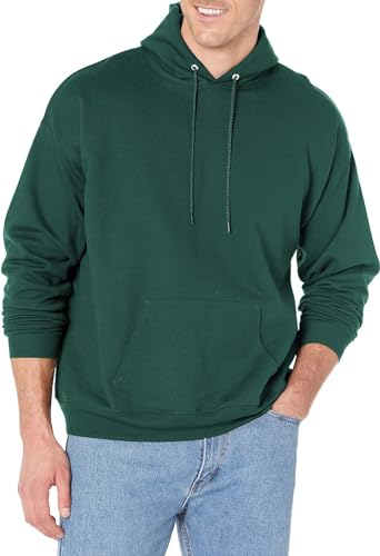 Hanes Men's Pullover EcoSmart Hooded Sweatshirt, Deep Forest, Medium