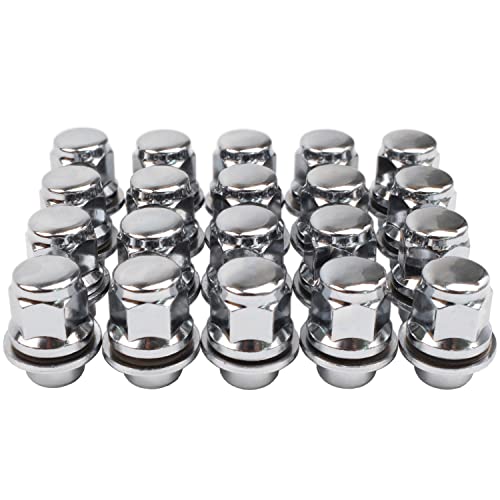 12x1.5 Lug Nuts 20 Pcs Chrome Closed End Mag Style Lug Nuts with Washer 13/16' (21mm) Hex Compatible with Toyota Camry/Corolla/Tacoma Lexus