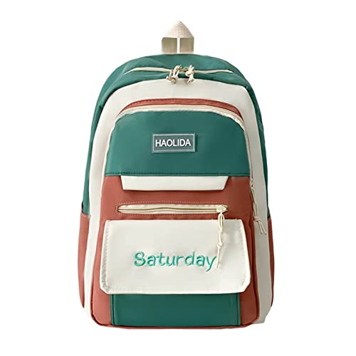 MYNKYLL Male Female Students Backpack Outdoor Leisure Campus Backpack Color Matching Camera Backpack with (Green, One Size)