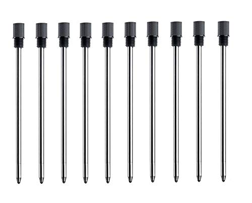 MengRan 2.75'' Mini Ballpoint Pen Refills,Standard D1 Ballpoint Pen Refill (Remove Black Cap),Metal Refill,Black Ink Pen Refills (Pack of 10)