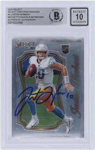 Justin Herbert Los Angeles Chargers Autographed 2020 Panini Select Certified Rookies #SCR-4 Beckett Fanatics Witnessed Authenticated 10 Rookie Card - Football Slabbed Autographed Rookie Cards