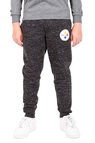 Ultra Game -NFL Pittsburgh Steelers Boys Extra Soft Black Snow Fleece Jogger Sweatpants, Black Snow, 14/16