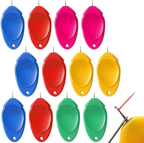 TOOVREN Needle Threader for Hand Sewing 12 Pcs Plastic Wire Hook Simple Threader for Needles Small Eye Needle Threader for Sewing Machine Needle Threader Tool for Sewing Crafting