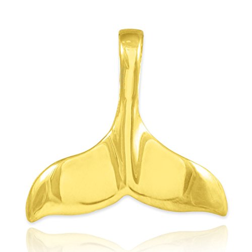 Solid 14K Yellow Gold Whale Tail Pendant or Charm (9/10' Long)