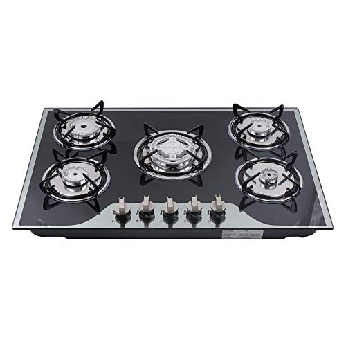 Knwigoe Gas Cooktop 30 In Built-In Stove Dual with 5burners Natural Gas Stovetop W/Thermocouple Protection LPG Stove for Home Kitchen