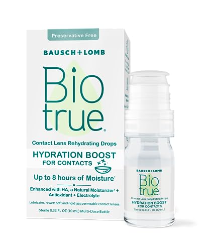 Biotrue Hydration Boost Rehydrating Contact Lens Eye Drops from Bausch + Lomb, Hydrating, Preservative Free, Naturally Inspired, 0.33 FL Oz (10 mL)
