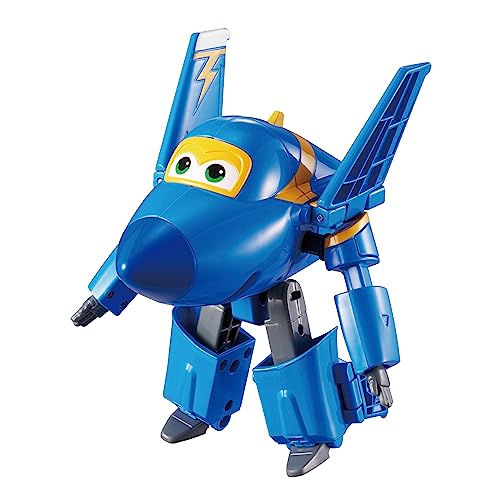 Super Wings 5' Transforming Jerome Airplane Toys, Safe and Durable Vehicle Action Figure, Plane to Robot, Transformer Toys for 3+ Years Old Boys and Girls, Preschool Kids Birthday Gift, Blue