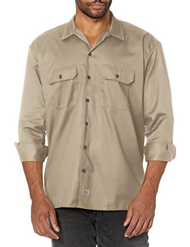 Dickies Men's Long Sleeve Work Shirt, Desert Sand, Large