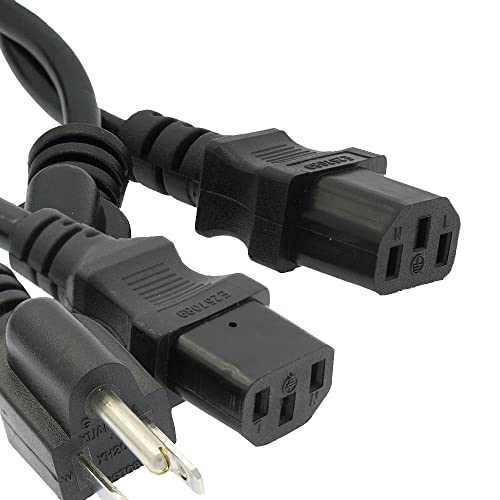 DIGITMON 2-Pack Value 5FT 3 Prong AC Power Cord Cable Plug for Acer A221HQV Monitor