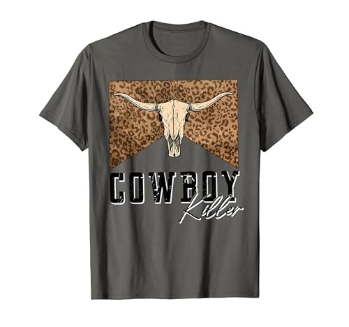 Cowboy Killers Bull Skull Leopard Vintage Western Country T-Shirt