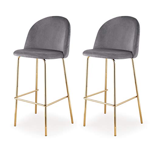 MEELANO Dining Chair, Bar Height, Gold/Grey
