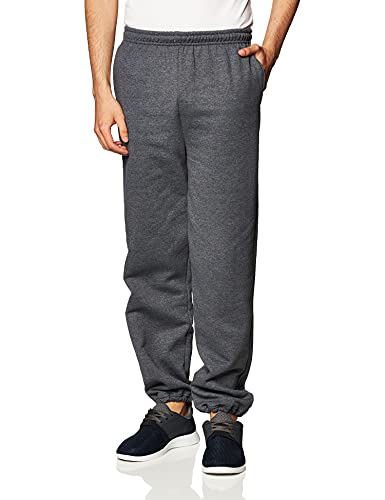 Gildan Men's Fleece Elastic Bottom Sweatpants with Pockets, Style G18100, Dark Heather, Medium