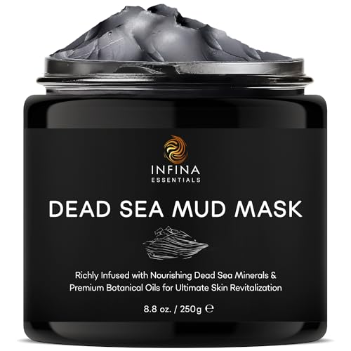 INFINA ESSENTIALS Dead Sea Mud Mask for Face & Body - Premium Natural Skin Care for Men & Women - Pore Reducer Mud Mask for Blackhead & Acne - Revitalizing & Hydrating - 8.8 oz