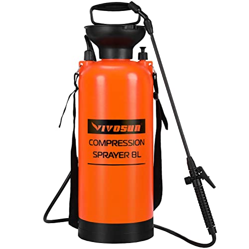 VIVOSUN 2-Gallon Pump Pressure Sprayer, Pressurized Lawn & Garden Water Spray Bottle with Adjustable Shoulder Strap, Pressure Relief Valve, for Spraying Plants, Garden Watering and Household Cleaning