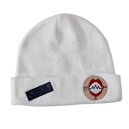 Soul Eater Beanie Knitted Hat Embroidered Beanie Cap Soul Eater Hat Cosplay Accessories (One Size, White)