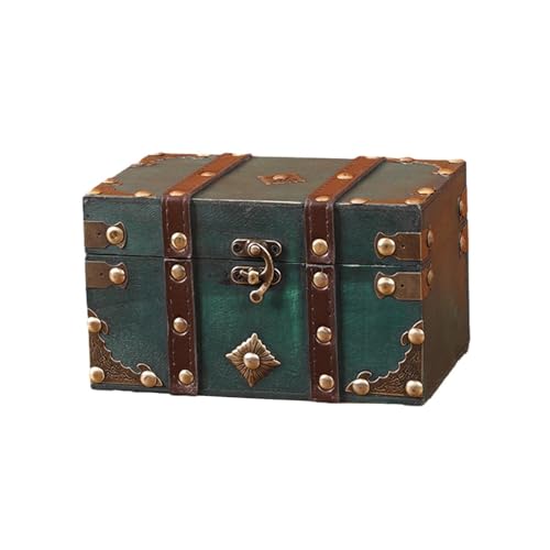 Pirate Treasure Boxes, Large Treasurre Chests, Durable Wooden Treasurre Chest with lock, Unique Handmade Decorative Wood Storage Box, Large Size Teacher's Favorite Treasures Collection Storage Box