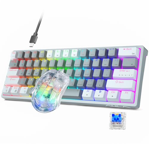 AULA 29 RGB 60 Percent Wired PC Gaming Mechanical Keyboard Combo S80 Transparent Wired Gaming Silent Mouse
