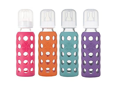 Lifefactory 9oz Glass Baby Bottle 4pk (Raspberry/Papaya/Kale/Grape)