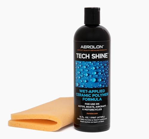 Aerolon Tech Shine: Ceramic Coating for Cars, Car Wax, Car Polish, Ceramic Polymer Coating, Hydrophobic Top Coat Polish and Sealer, 6-8 Applications per Bottle