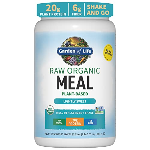 Garden of Life Vegan Protein Powder - Raw Organic Meal Replacement Shakes - Lightly Sweet - Pea Protein, Greens and Probiotics for Women and Men, Plant Based Dairy Free All in One Shake, 28 Servings