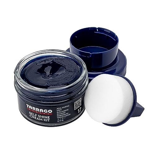 Tarrago Self Shine Shoe Polish with Applicator – Quick Shine Shoe Cream for Leather Boots and Shoes - 1.76 Fl. Oz – Navy #17