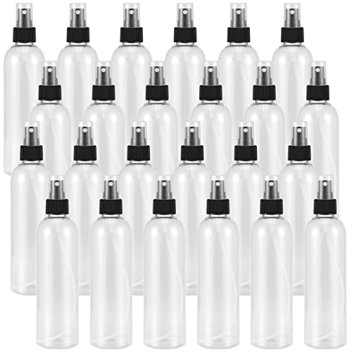 SHEUTSAN 24 Pack 8oz Plastic Spray Bottles, Clear Empty Fine Mist Spray Bottle, Travel Size Spray Bottles Plastic Atomiser Bottles for Essential Oils, Toner, Facial Spray, Hair Spray