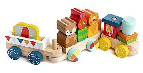 KIDS PREFERRED World of Eric Carle The Very Hungry Caterpillar Wooden Train Set, 15 Pieces