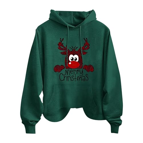 deals of the day Ugly Christmas Reindeer Print Hoodies for Women Fashion Casual Long Sleeve Tops With Pockets Hooded (AG-2, XXL)