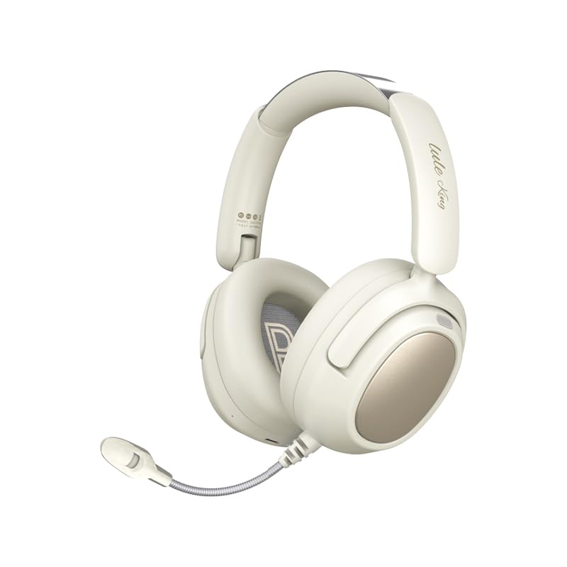 Wireless Gaming Headphone,Dual Mode Noise Cancelling Headse HiFi Stereo Bass Wireless Bluetooth Headphones with Microphone for PS4 PS5 Cellphone PC Bluetooth 5.3 Gamer Headsets.(Rock White)