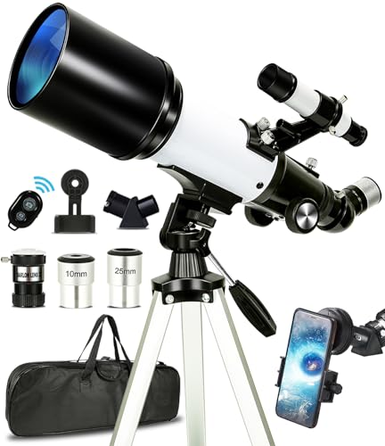 Telescope 80mm Aperture 500mm - Astronomical Portable Refracting, Fully Multi-Coated High Transmission Coatings AZ Mount with Tripod Phone Adapter,Wireless Control,Carrying Bag. Easy Set Up