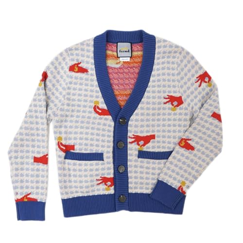 GeltFiend Kids' DREIDELTOOTH Hanukkah Cardigan Sweater (US, Numeric, 10, 11, Regular)