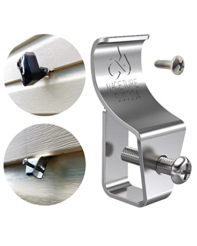 NACETURE Vinyl Siding Hooks 6 Pack - Vinyl Siding Clips for Hanging Outdoor Decorations for Patio for Horizontal Vinyl Siding Mount Home Security Camera for XT/XT2