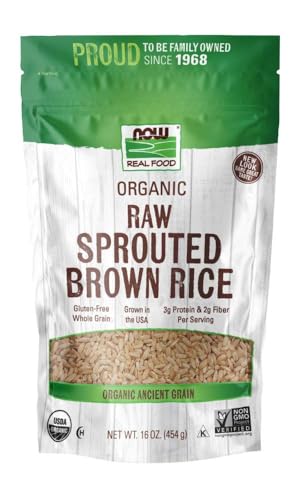 NOW Foods, Organic Sprouted Brown Rice, Raw, Gluten-Free and Whole Grain, 16-Ounce (Packaging May Vary)