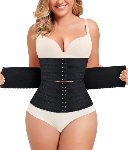 QACIVIQ Segmented Waist Trainer for Women Waist Cincher Shapewear for Women Tummy Control Workout Body Shaper Girdle Black