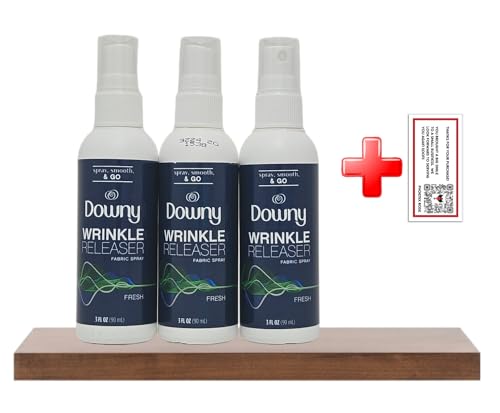 Downy Travel Sized Wrinkle Release Spray 3 oz (Pack of 3) - Effortless Wrinkle-Free Clothes On-The-Go! - Includes Phoenix Rose Fridge Sticker