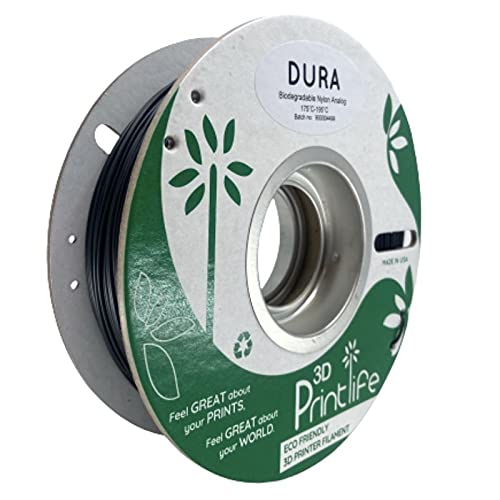 3D Printlife DURA: PLA Based Nylon Analog, 1.75mm Algix 3D Printer Filament, Dimensional Accuracy  +/- 0.05mm 750g Spool Black