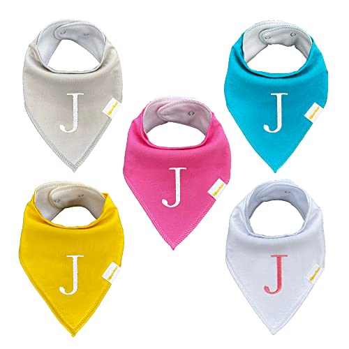 Sonny Baby Bandana Drool Bibs - Organic Bibs, Baby Bibs - Baby Girl Bibs - Monogram Bibs, Bandana Bibs (J)