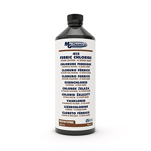 MG Chemicals 415 Ferric Chloride Copper Etchant Solution, 945mL Liquid Bottle, 1 Quart (415-1L),Dark Brown