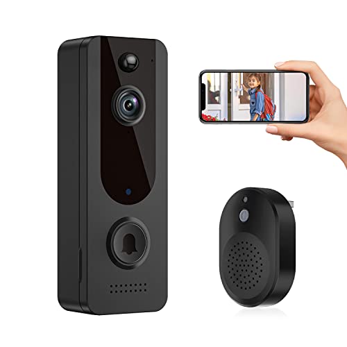 EKEN Smart Video Doorbell Camera Wireless with Ring Chime, HD Live Image, Night Vision, Cloud Storage, Battery Powered, Indoor/Outdoor Surveillance, Smart AI Human Detection, 2.4G WiFi, 2-Way Audio