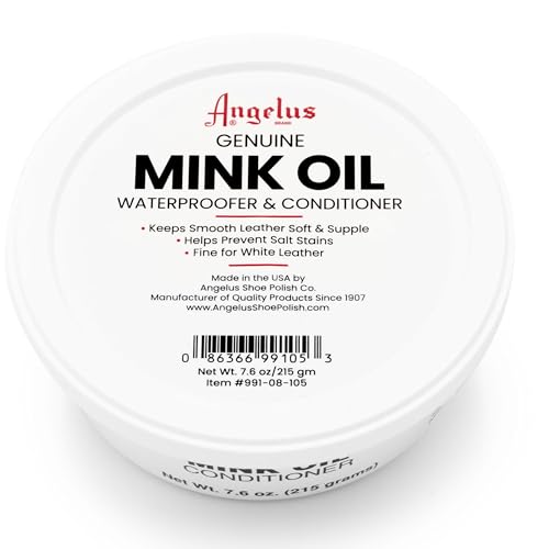 Angelus Mink Oil for Leather Boots 8oz | All-Natural Leather Conditioner, Cleaner, Waterproof, Soften, & Restore- Made in USA