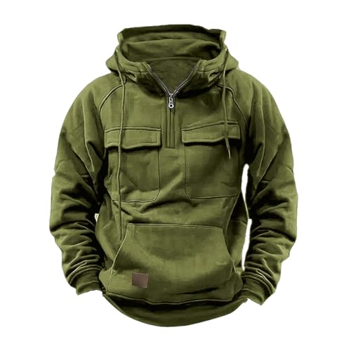 OSFVNOXV Women Deals 2023 Men'S Fashion Hoodies&Sweatshirts Quarter Zipper Casual Pullover Tactical Sweatshirts Outerdoor Winter Sport Jackets Army Green