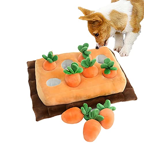 yomaxer Dog Carrot Farm Toy Carrot Patch Dog Toy Nose Work Carrot Snuffle Mat for Dogs Plush Puzzle Toys