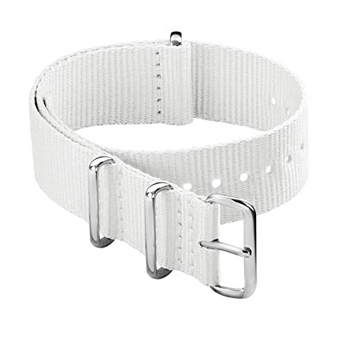 Archer Watch Straps - Classic Military Style Nylon Watch Strap (White, 20mm)