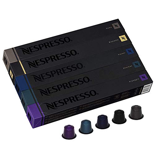 Nespresso Capsules OriginalLine, Intenso Variety Pack, Dark Roast Espresso Coffee, 50 Count Coffee Pods, Brews 1.35 oz